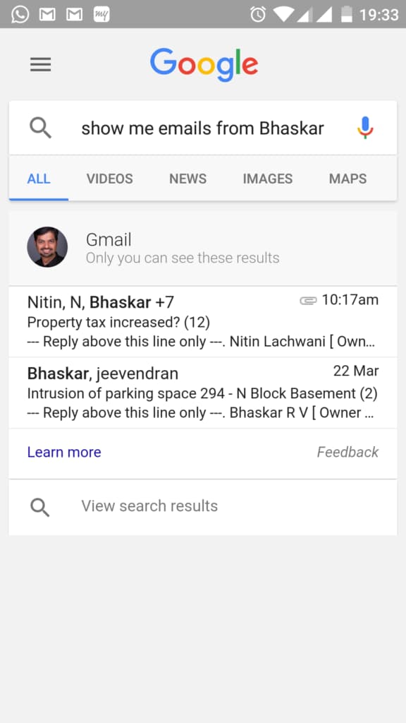 Google Gmail Conversational Search