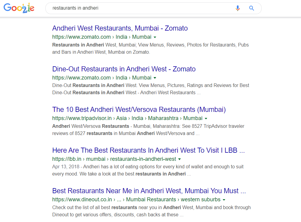 Local SERP is result that appears when a local search query is made