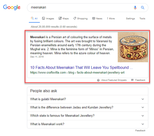 featured snippet of meenakari