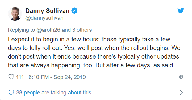 Google’s Danny Sullivan Tweet