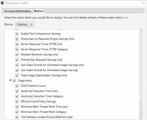 Screaming Frog PageSpeed Insights integration