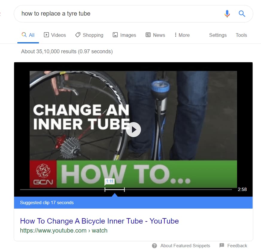 Video Featured Snippet