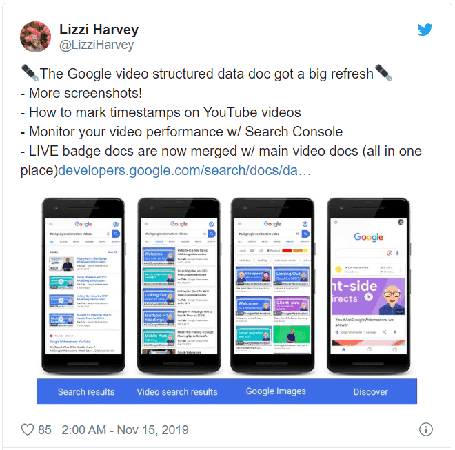 Google's Lizzi Harvey post on Twitter 