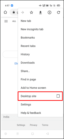 Tick on Desktop view checkbox