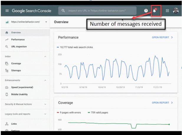 Search Console Messages Notification