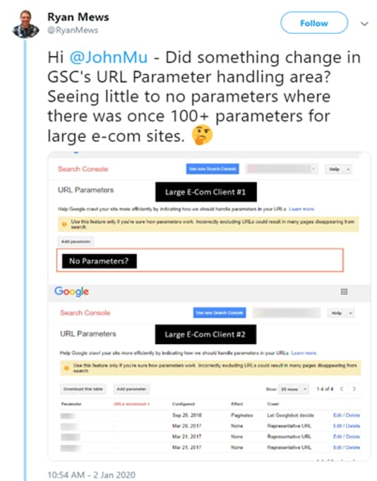 URL Parameter Data Bug on Search console