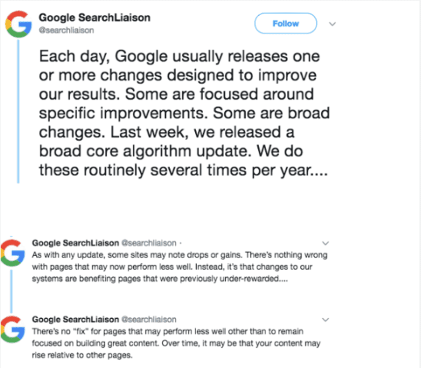 Google Search Liaison Tweet Reply