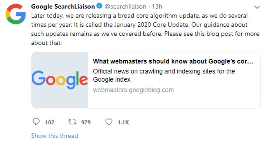 Google Search Liaison Tweet 2