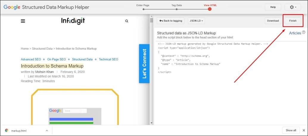 Structured Data Markup Download Finish