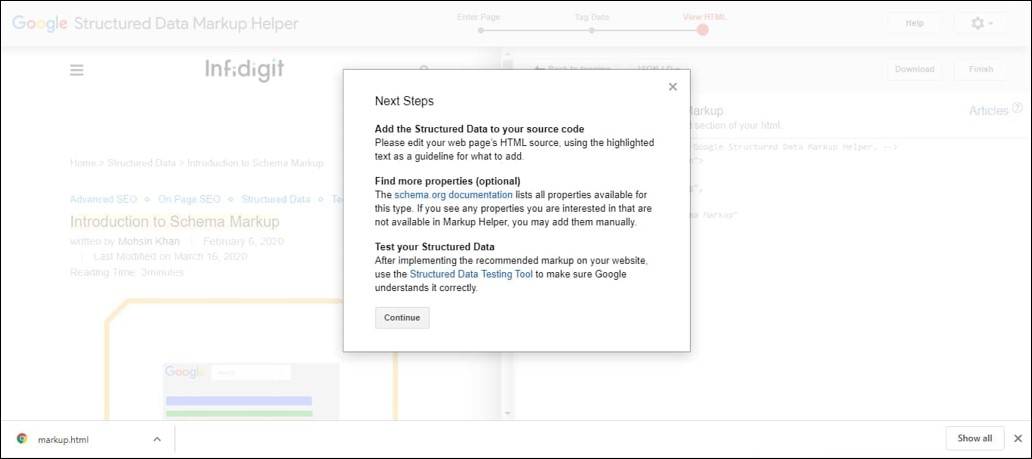 Structured Data Markup Tool Next Steps