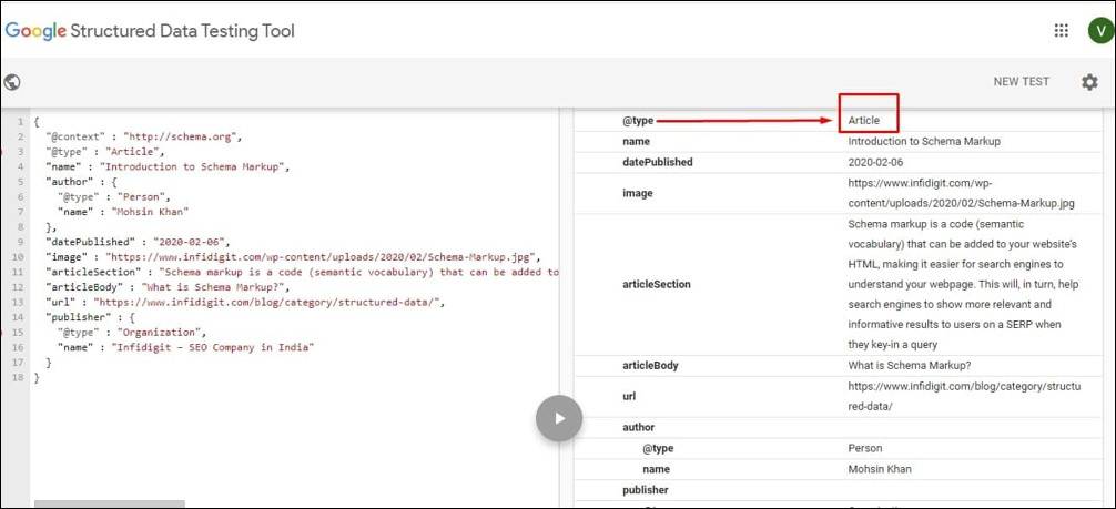 Structured Data Testing Tool