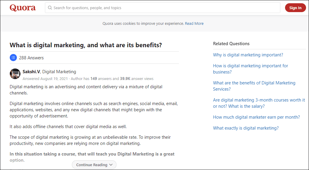 Quora Q&A Website