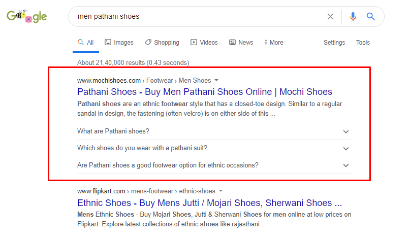 Mochi shoes is ranking #1 for Men Pathani Shoes