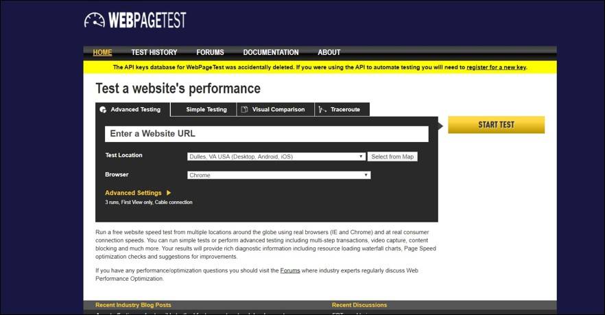 WebPage Test Tool provides detail analysis on website speed