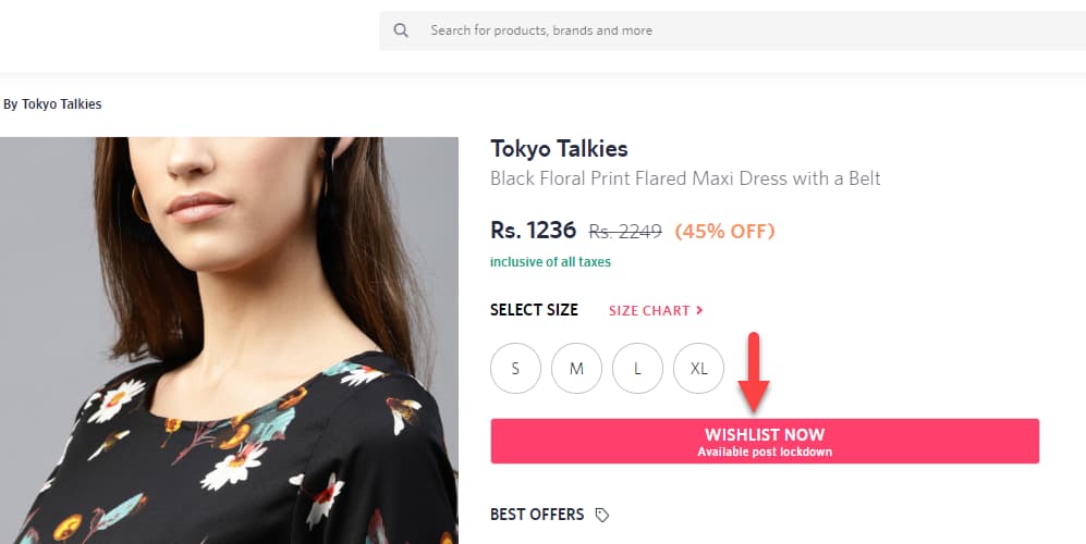 Wishlist on ecommerce website