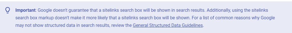 Google developer guide on sitelinks search box statement