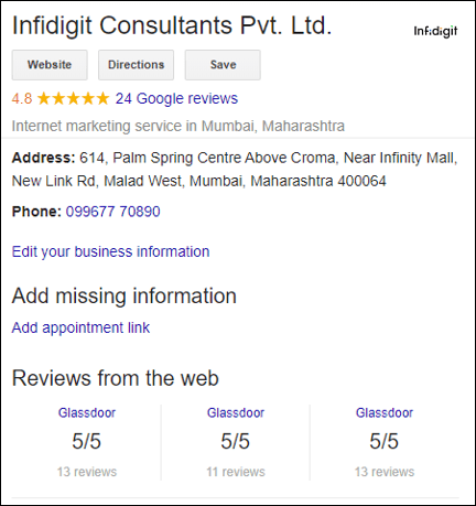 Google Business Listing Information