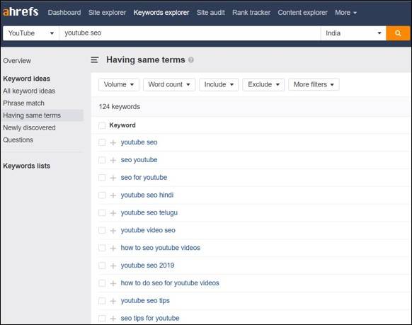 Ahrefs Keywords Explorer