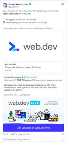 Google Webmasters Tweet