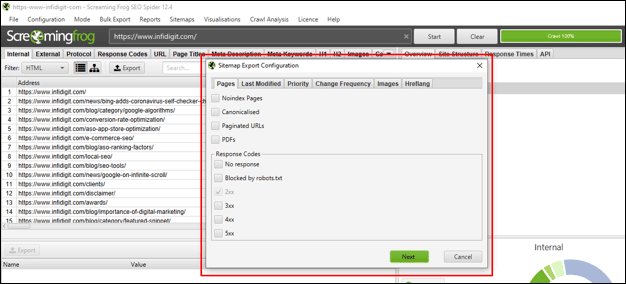 Screaming Frog Sitemap Configuration setup 