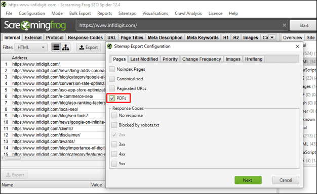 Screaming Frog Sitemap Options in depth