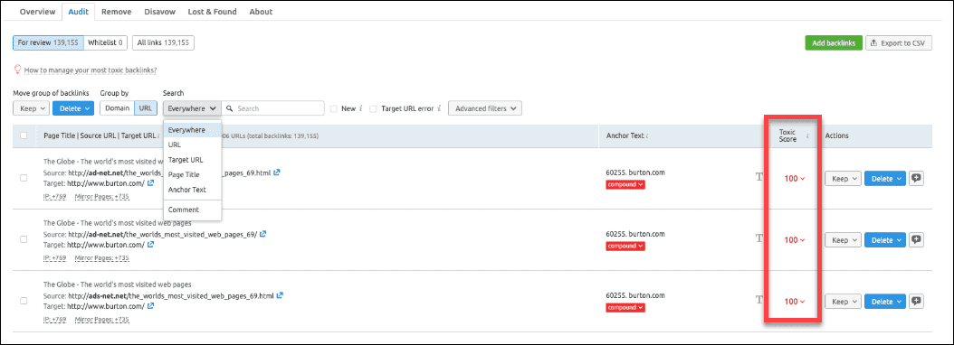 SEMrush - Backlink Audit