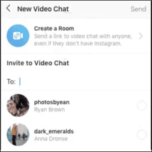 Select the video chat option in Instagram direct, and you will find an alternative choice to make a messenger room.