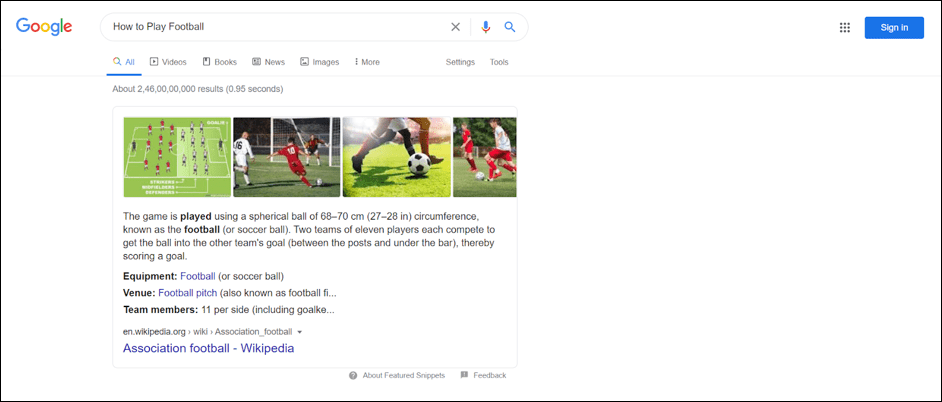 Google Search - How to play football