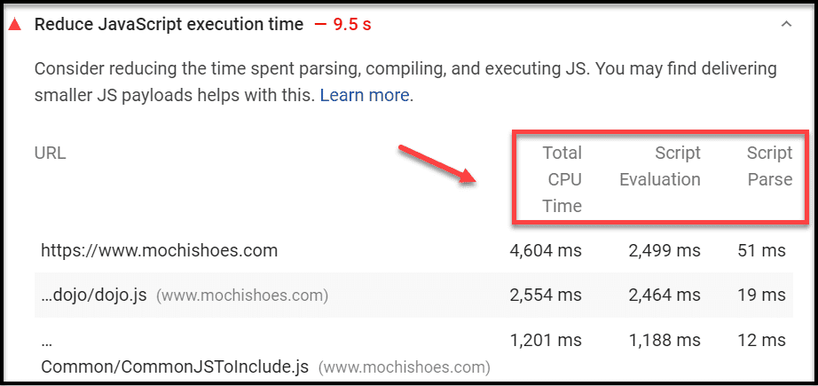 Reduce JavaScript Execution Time