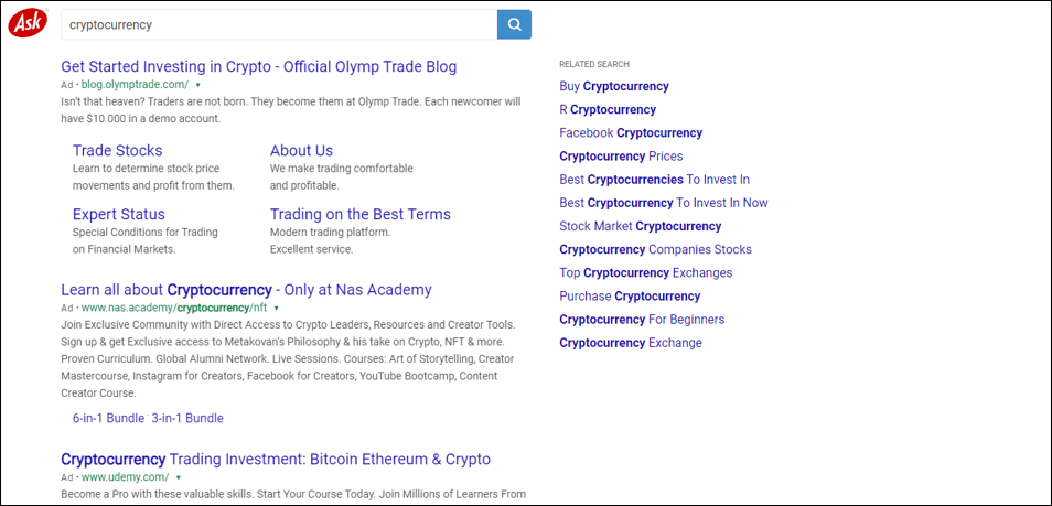 ask.com | list of search engines - Infidigit