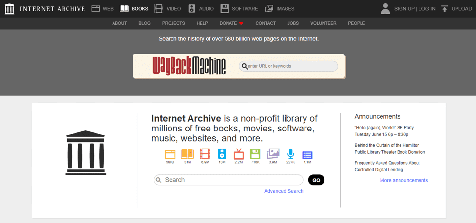 Internet Archive - Search Engine List | Infidigit