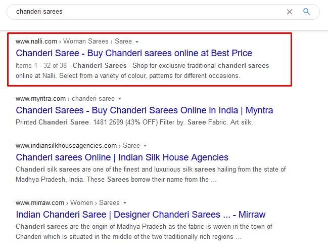 chanderi sarees ranking on #1 position