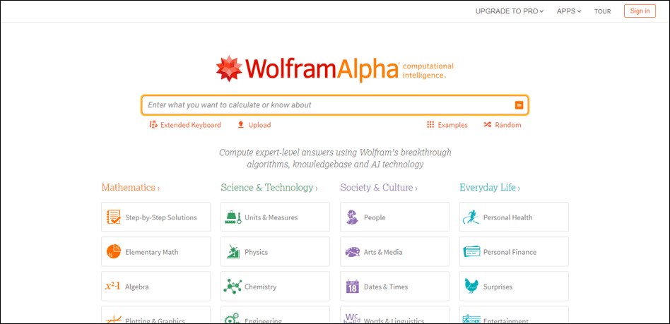 Wolfram Alpha - Search Engine List | Infidigit