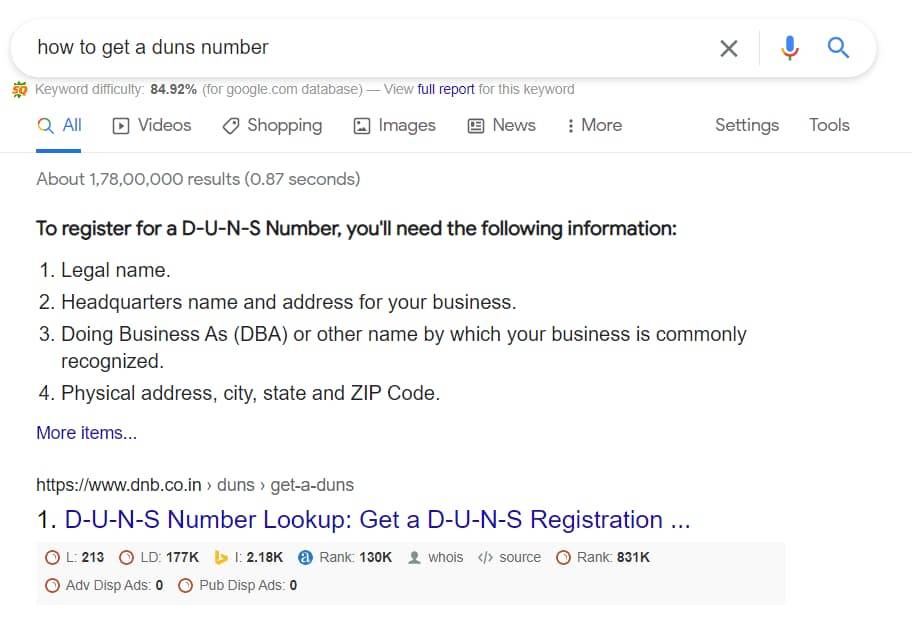 how to get a duns number