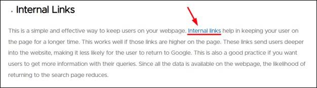 internal links for users