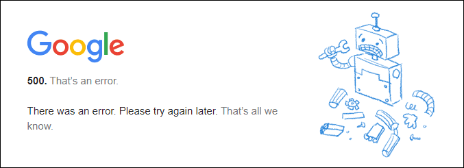 Google Ads 500 Error