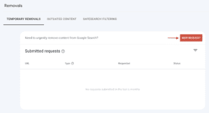 New Request in URL Removals tool