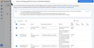 screen to help you migrate your goals from UA to GA4
