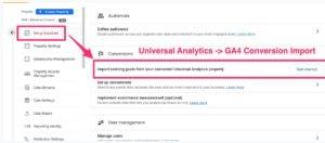 Import existing goals from your connected Universal Analytics property