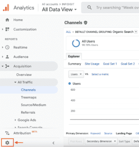 Google Analytics Admin Panel