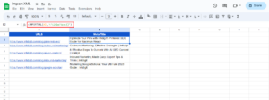 IMPORTXML Meta title formula