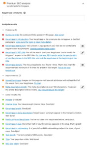 Yoast SEO analysis