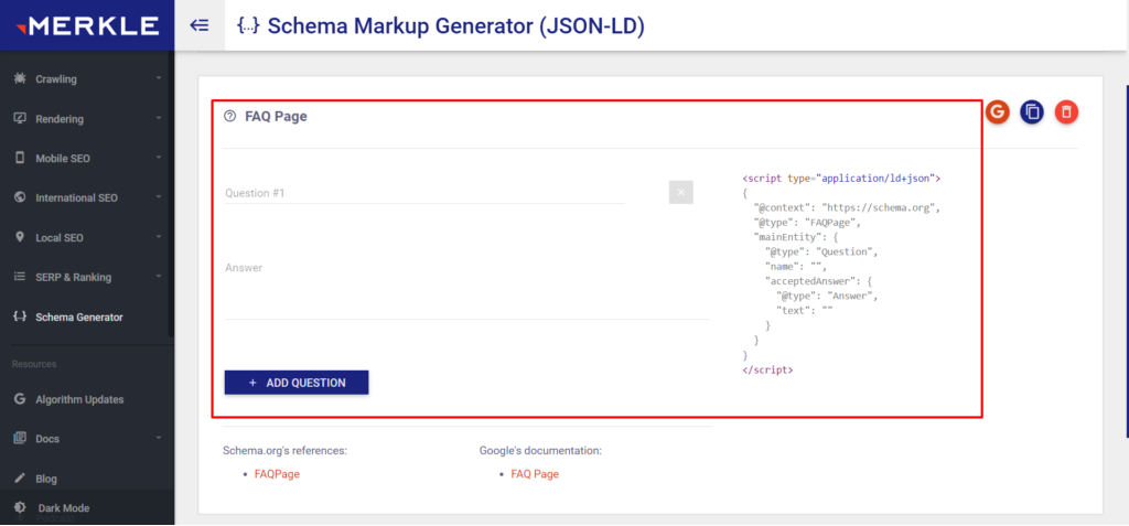 Schema markup for FAQs